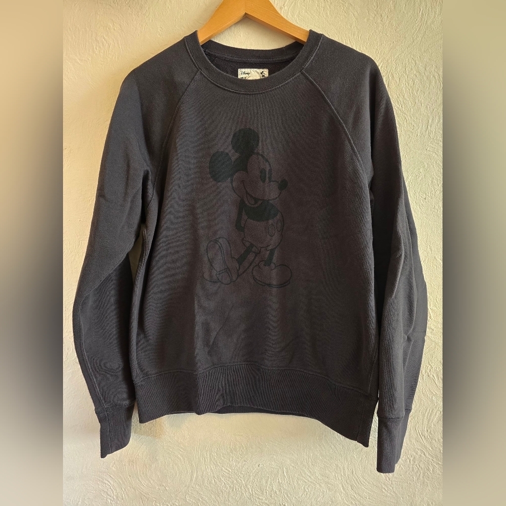 Uniqlo × Disney, Mickey Mouse Stands Sweatshirt, Charcoal and Black, Size Med